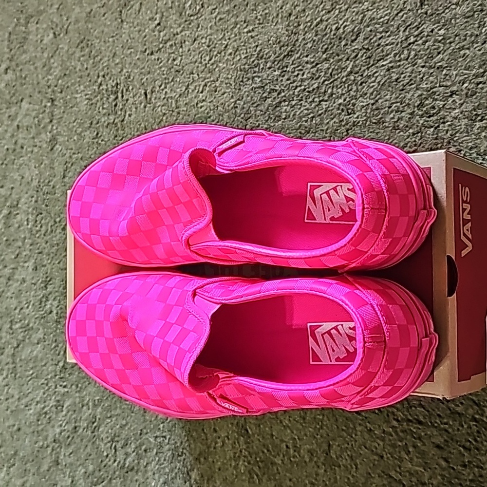 Vans pink glo classic slip on